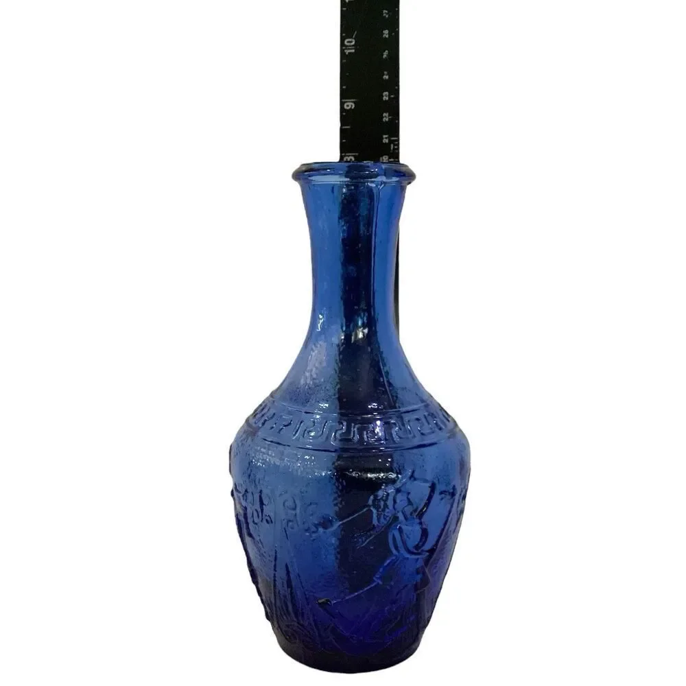 Mid Century Glass Home Decor Stem Vase Blue Decorative